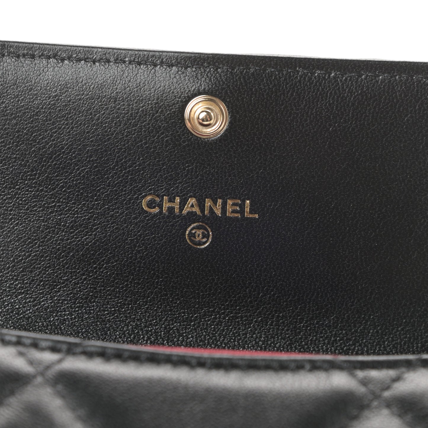 Shiny Goatskin Quilted Chanel 19 Flap Coin Purse With Chain Black