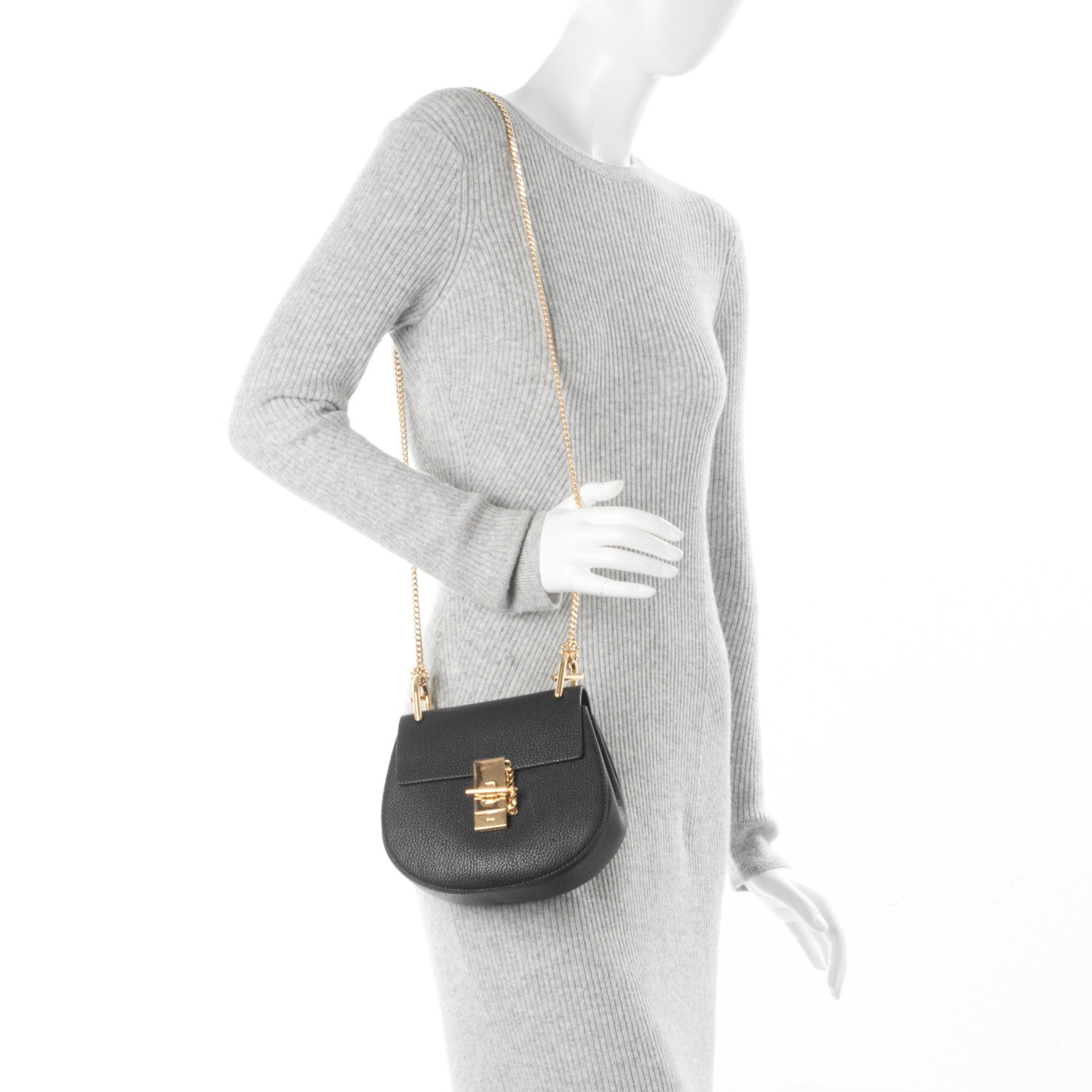 Chloe Grained Lambskin Mini Drew Shoulder Bag Black 2 of 7