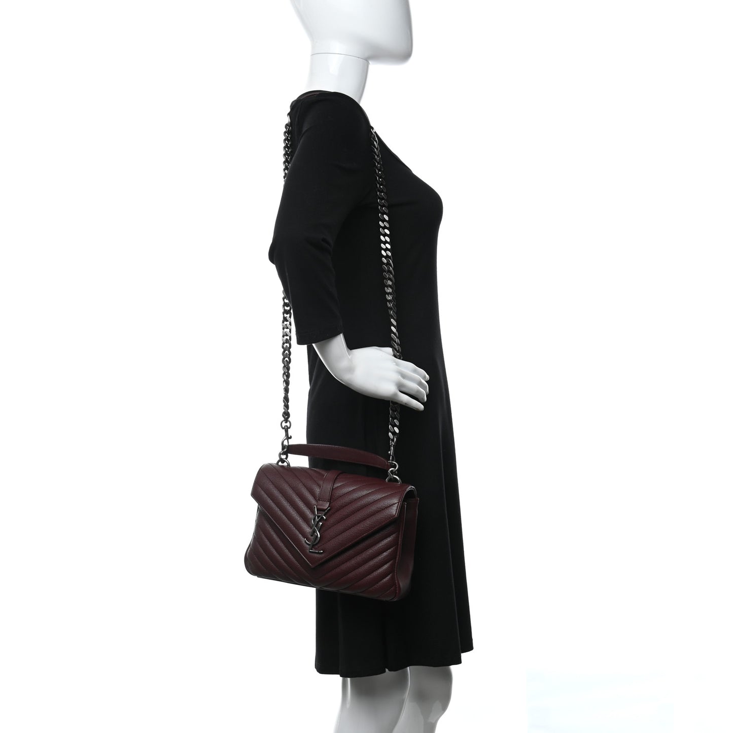 Sheepskin Matelasse Chevron Monogram Medium College Bag Amaranto