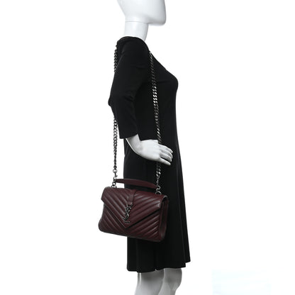 Saint Laurent Sheepskin Matelasse Chevron Monogram Medium College Bag Amaranto 2 of 10