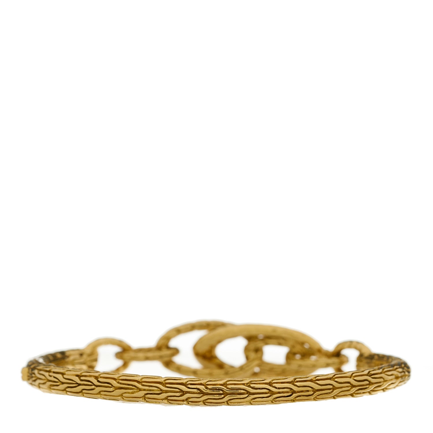 John Hardy 18K Yellow Gold Classic Chain Hammered Slim Chain Hinged Bangle Bracelet 2 of 4