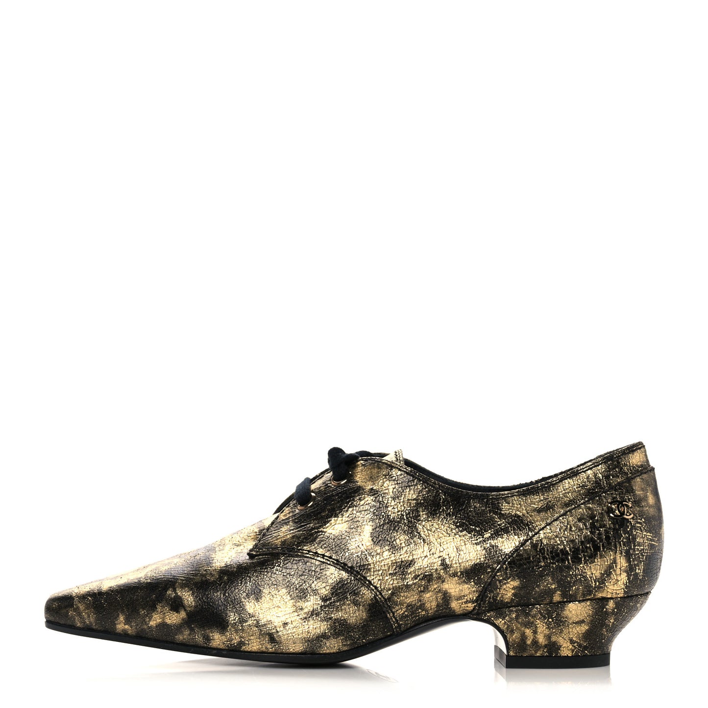 Laminated Goatskin Lace Up Oxford 38 Gold