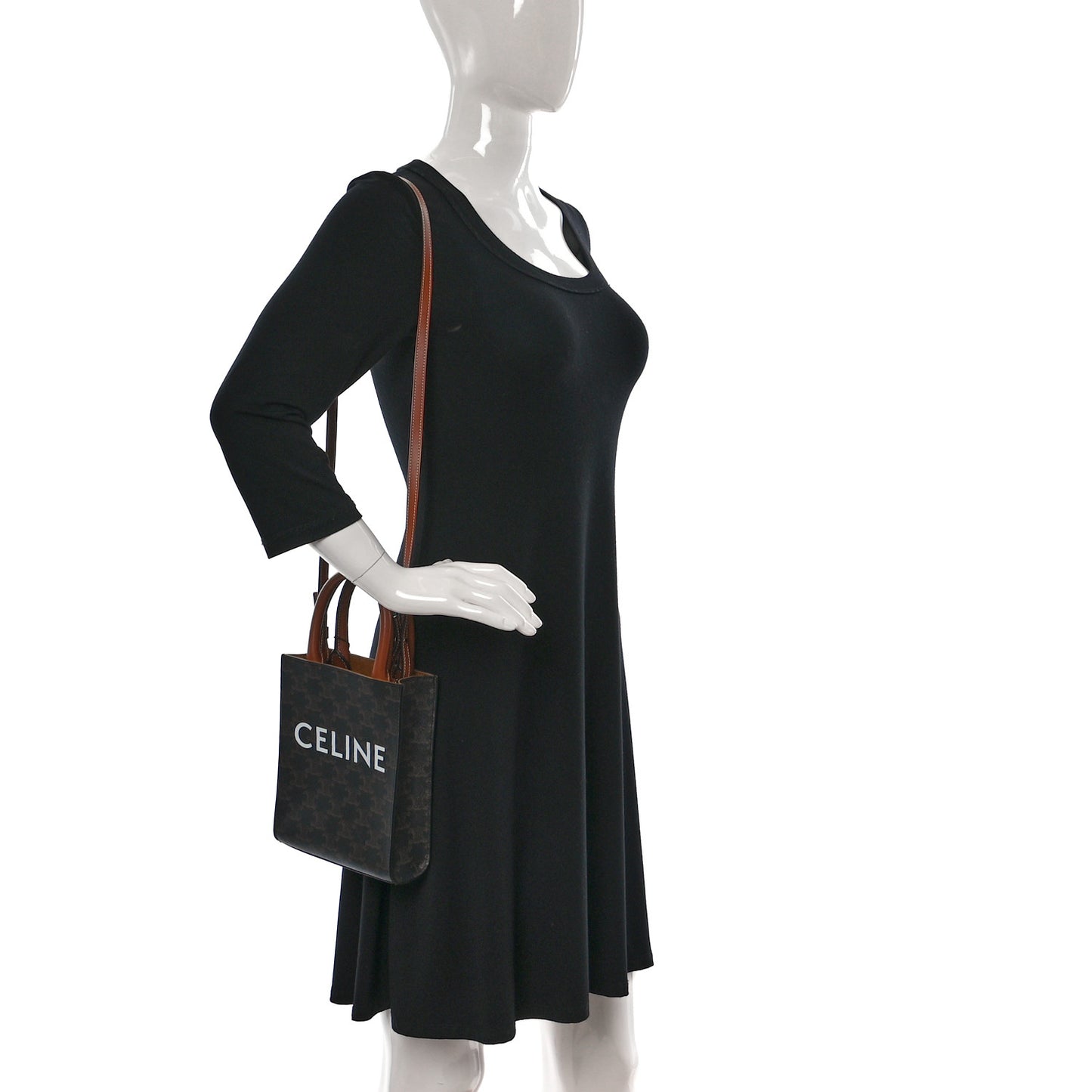 Triomphe Canvas Calfskin Mini Vertical Cabas Tan