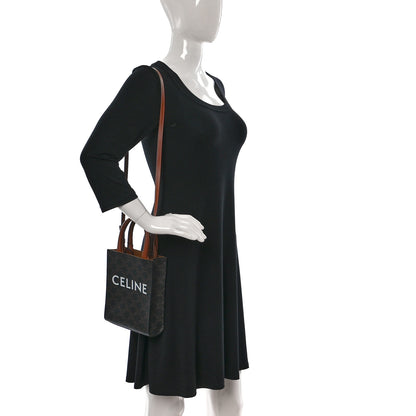 Celine Triomphe Canvas Calfskin Mini Vertical Cabas Tan 2 of 8