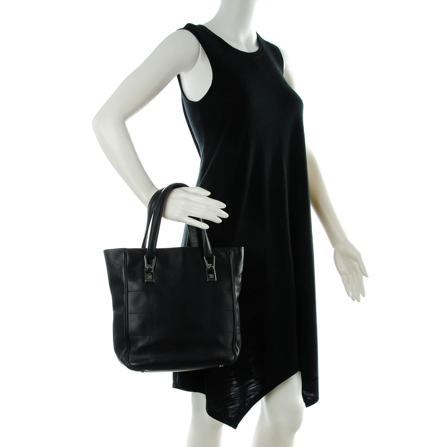 Caviar Square Stitched Tote Black