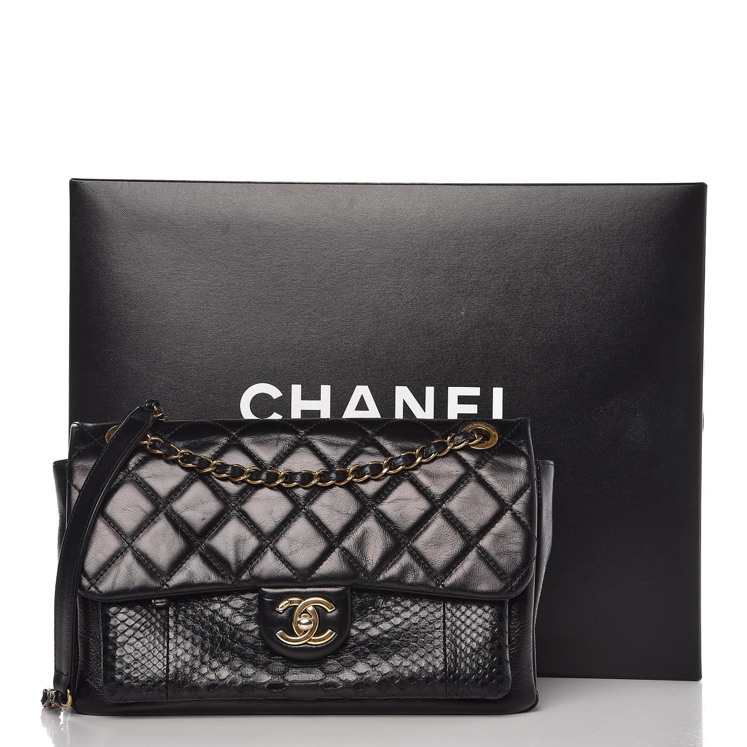 Chanel Calfskin Python Urban Mix Flap Black 12 of 12