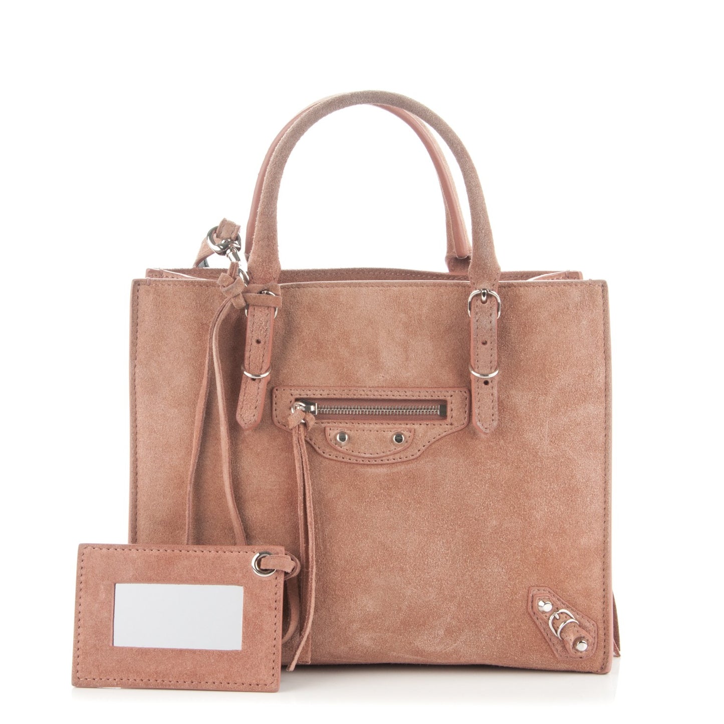 Baby Daim Suede Papier Mini A4 Zip Around Tote Bois De Rose