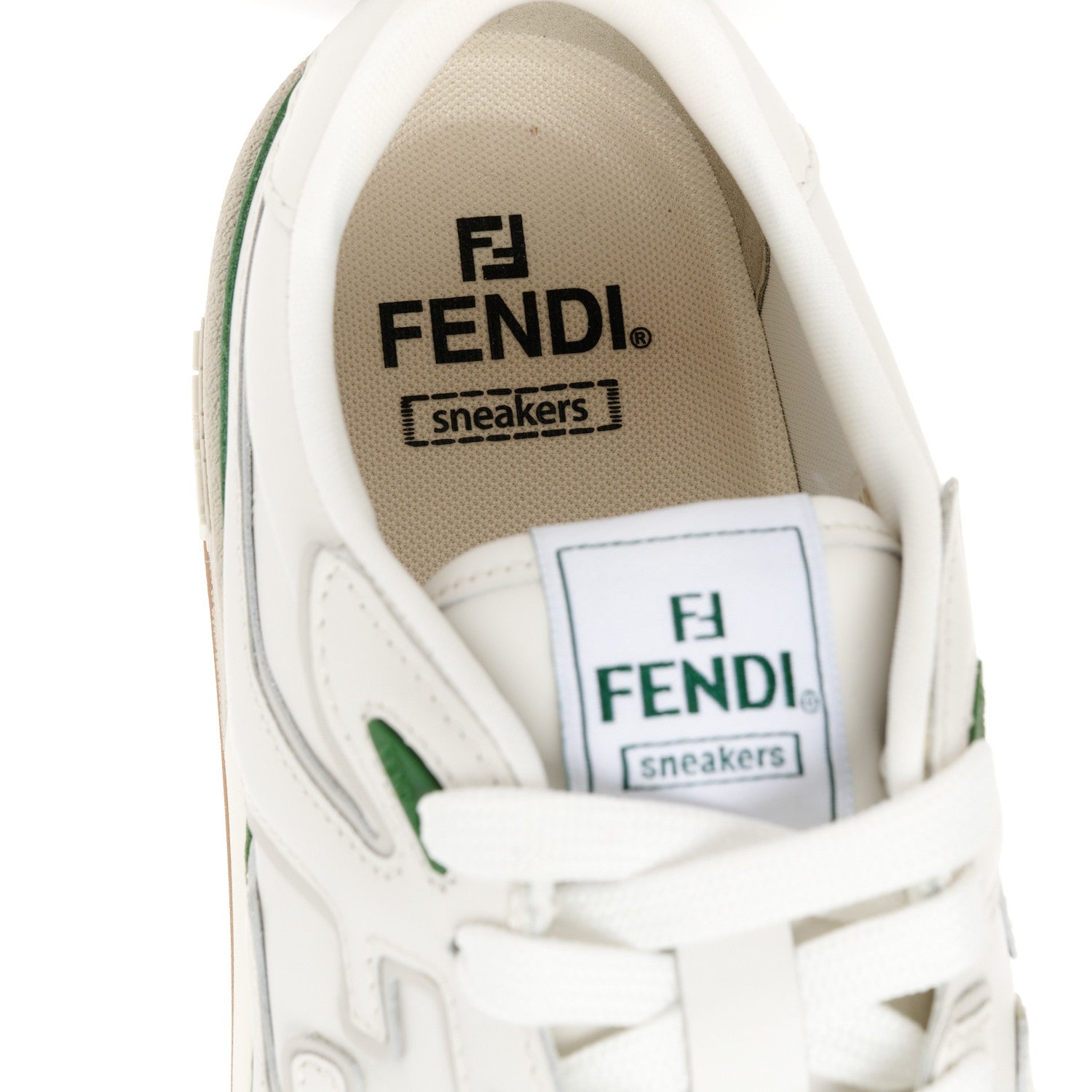 Fendi Vitello Mens Fendi Match Low Top Sneakers 8 White Green 7 of 9
