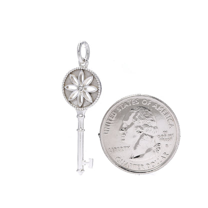 Tiffany Sterling Silver Diamond Small Daisy Key Pendant 2 of 4