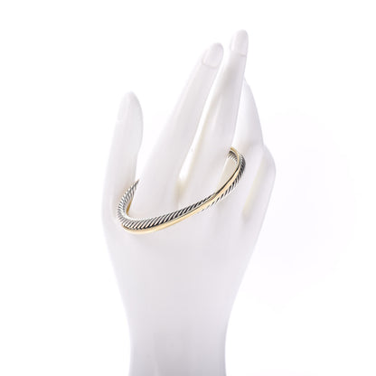David Yurman Sterling Silver 18K Yellow Gold 5mm Crossover Cuff Bracelet 2 of 4