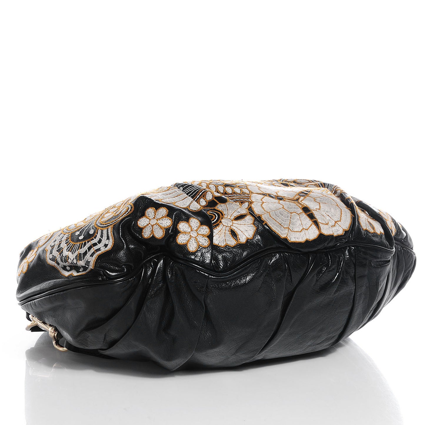 Leather Embroidered Large Hysteria Tote Black