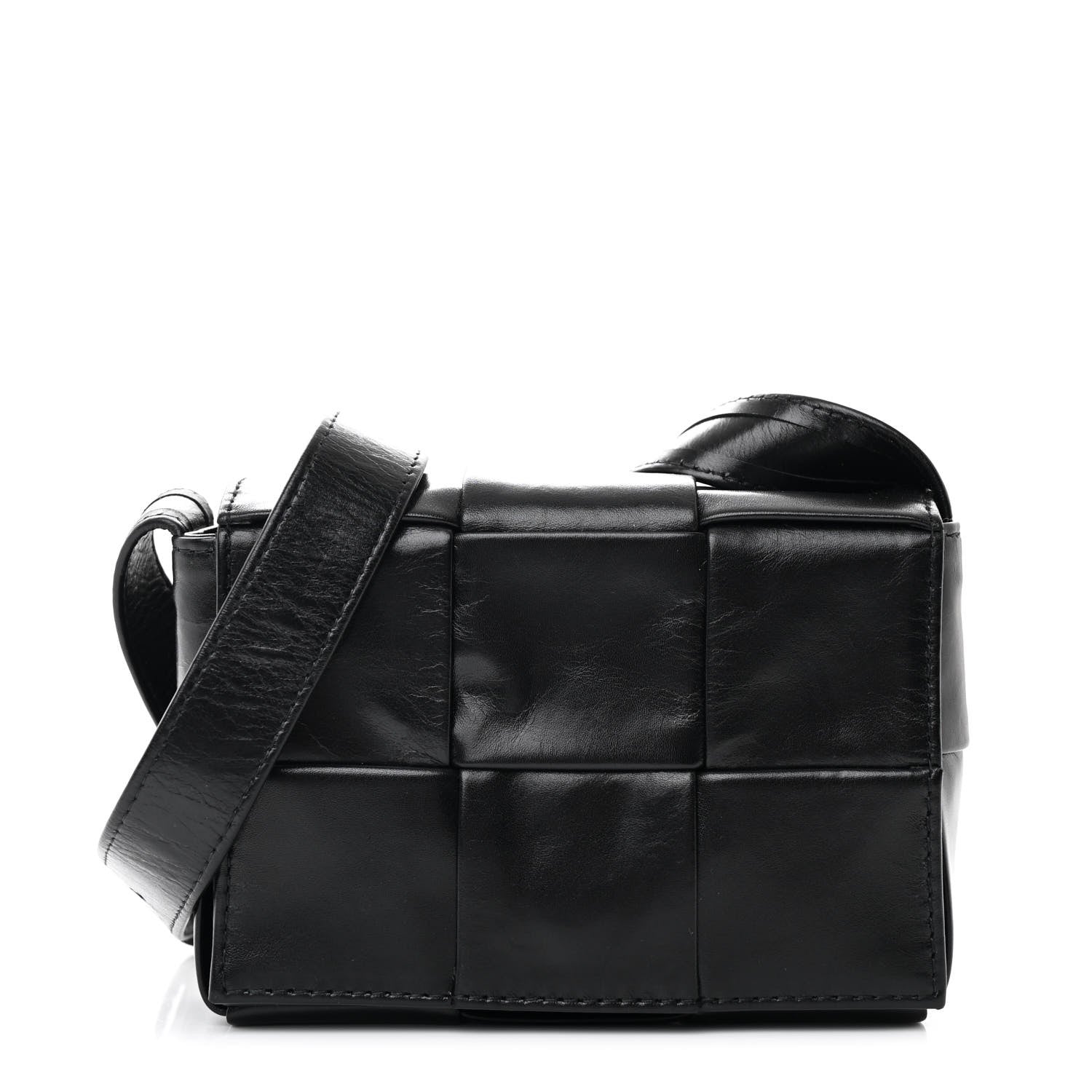 Bottega Veneta Lambskin Maxi Intreccio Candy Cassette Crossbody Bag Black 1 of 10