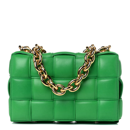 Bottega Veneta Lambskin Maxi Intreccio Padded Chain Cassette Crossbody Bag Grass 1 of 12