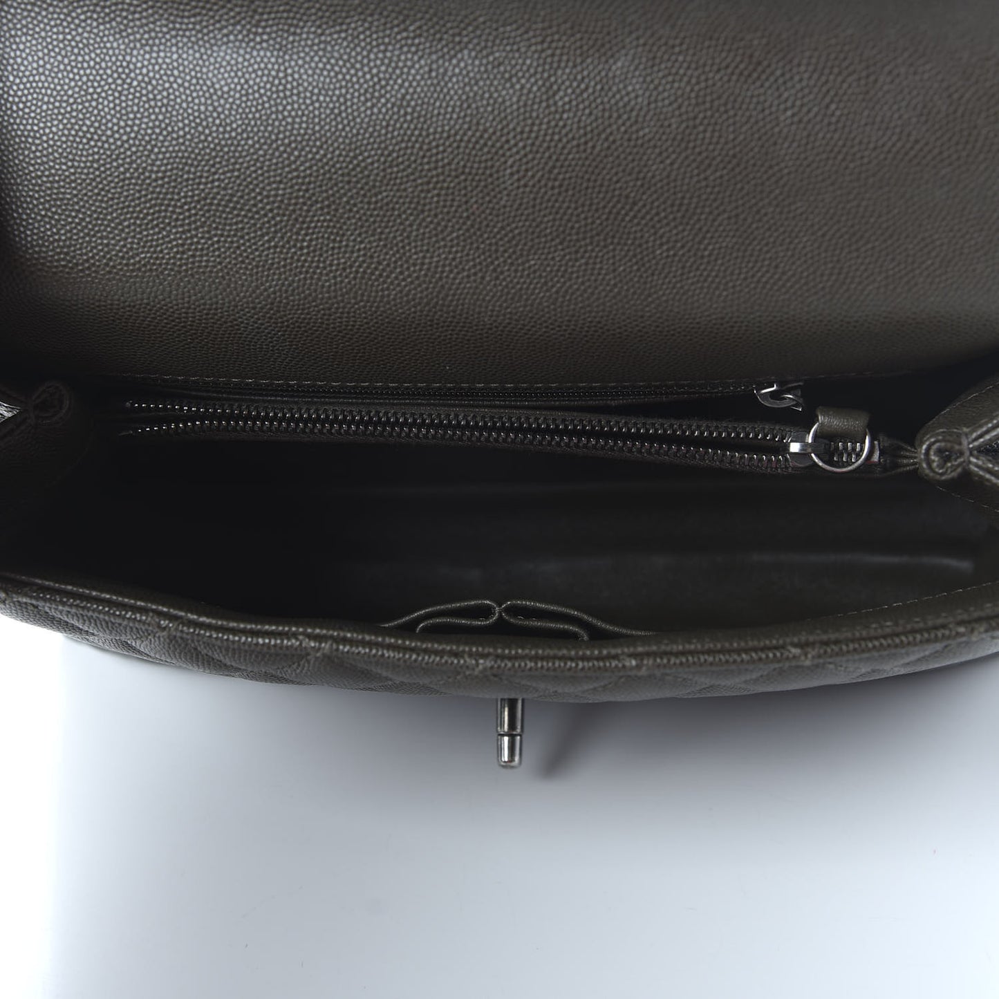 Caviar Lizard Quilted Small Coco Handle Flap Dark Grey