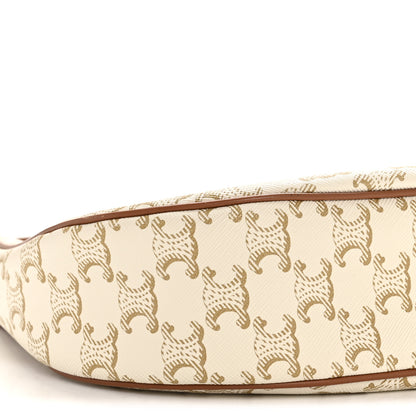 Celine Canvas Calfskin Ava Triomphe Shoulder Bag White 10 of 14