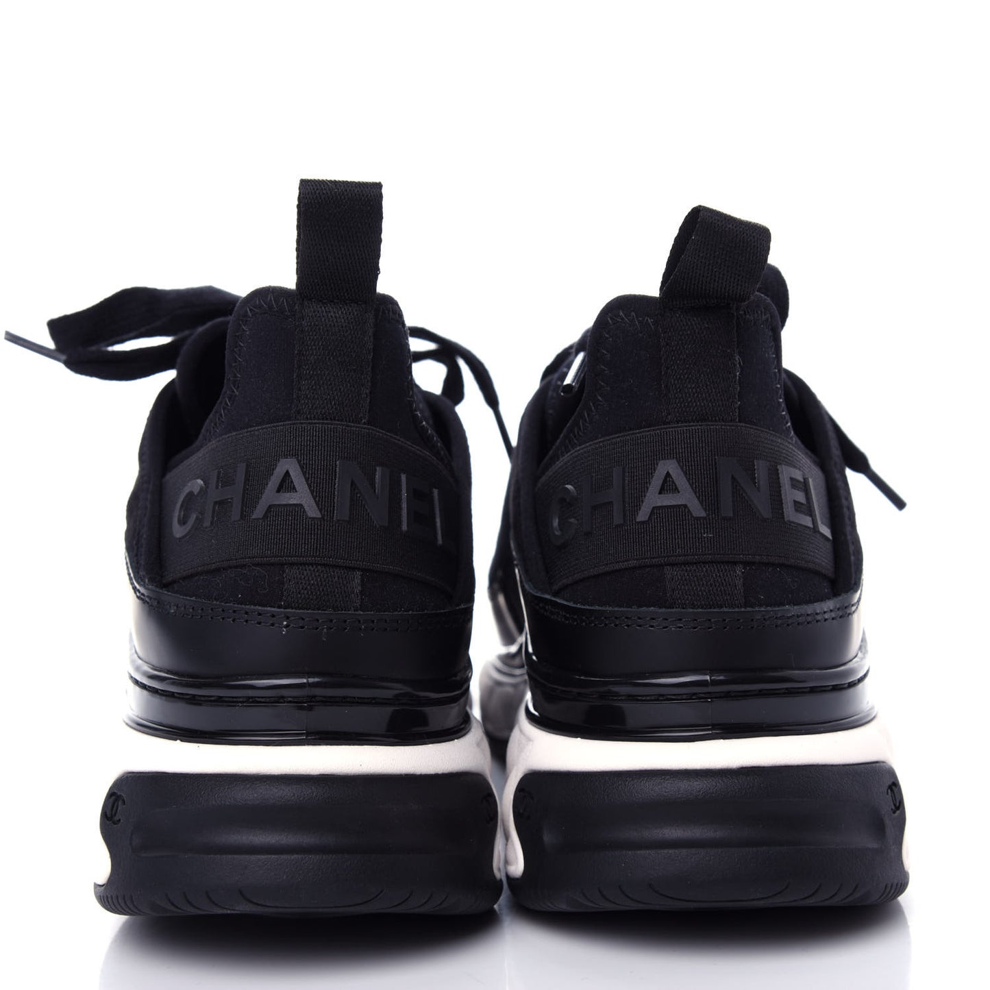 Velvet Calfskin Mixed Fibers CC Sneakers 37.5 Black