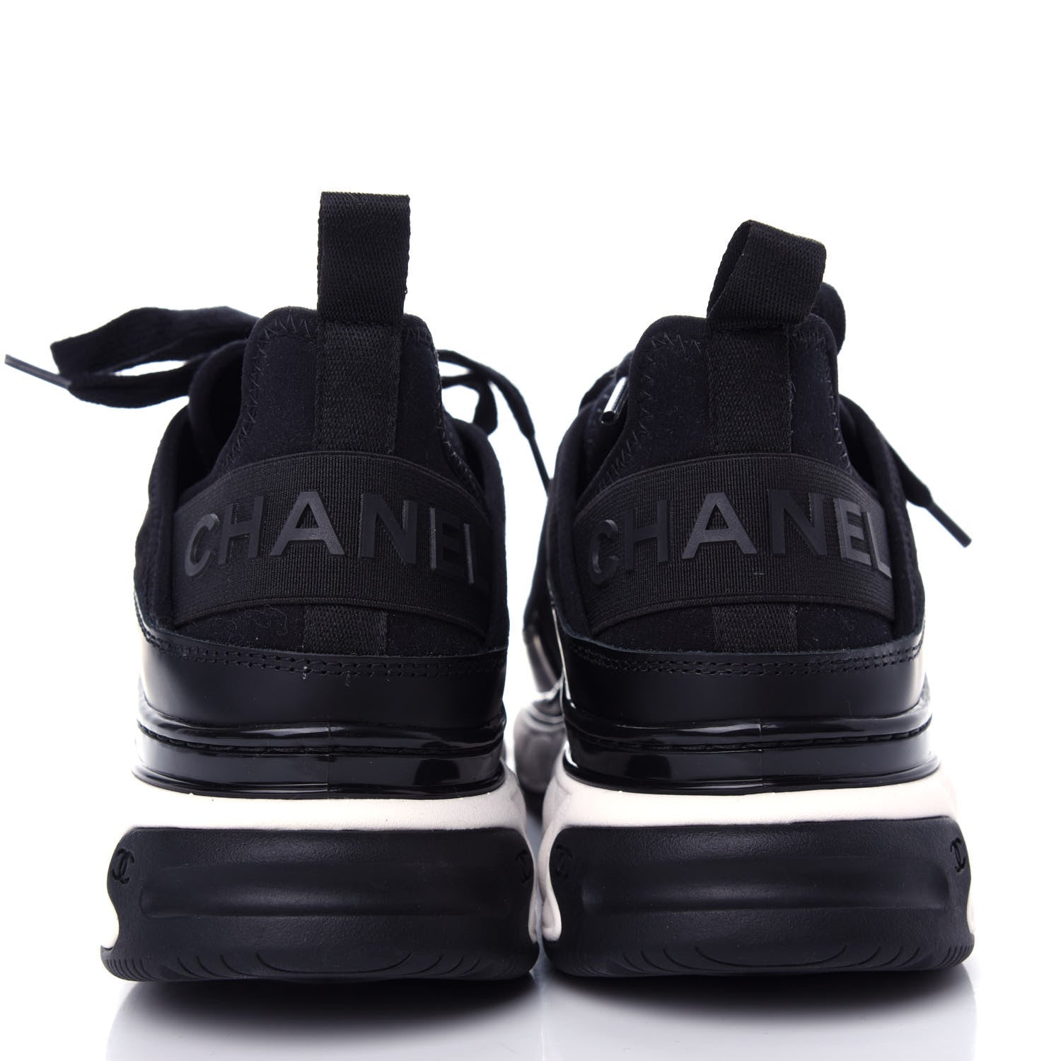 Chanel Velvet Calfskin Mixed Fibers CC Sneakers 37.5 Black 7 of 11