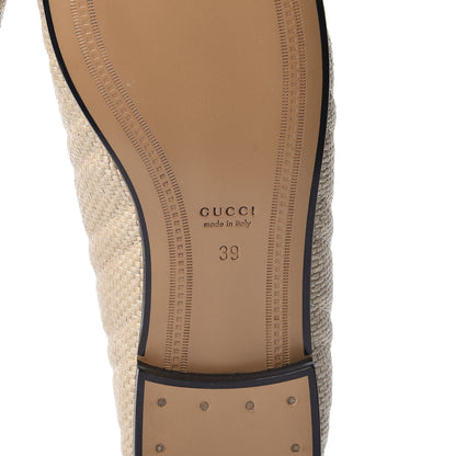 Gucci Raffia Elaphe Matelasse Horsebit Womens Jordaan Loafers 39 Natural Cream Brown 9 of 10
