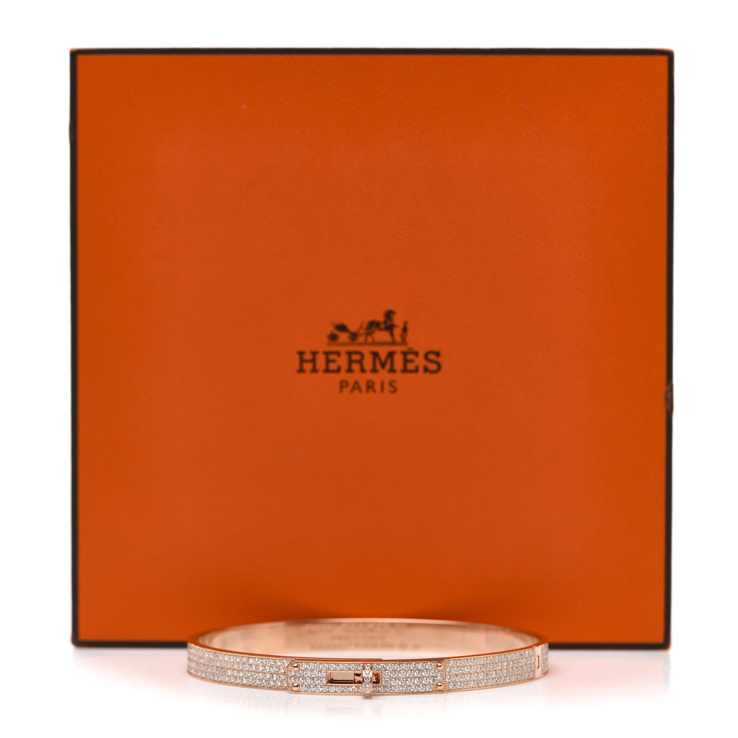 Hermes 18K Rose Gold Diamond PM Kelly Full Pave Bracelet ST 5 of 5