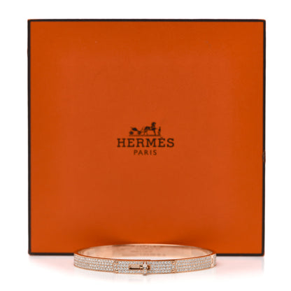 Hermes 18K Rose Gold Diamond PM Kelly Full Pave Bracelet ST 5 of 5