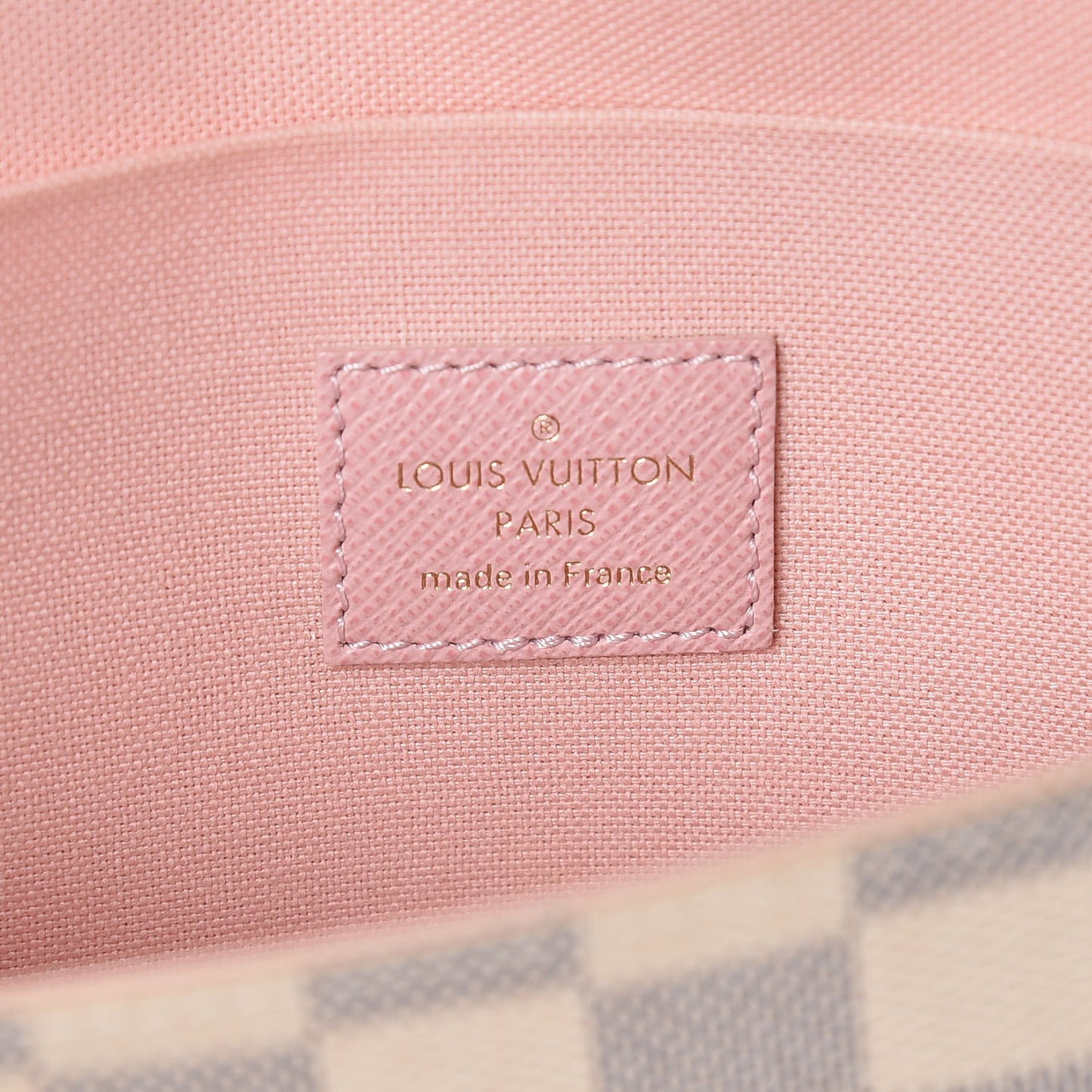 Damier Azur Pochette Felicie Chain Wallet Rose Ballerine