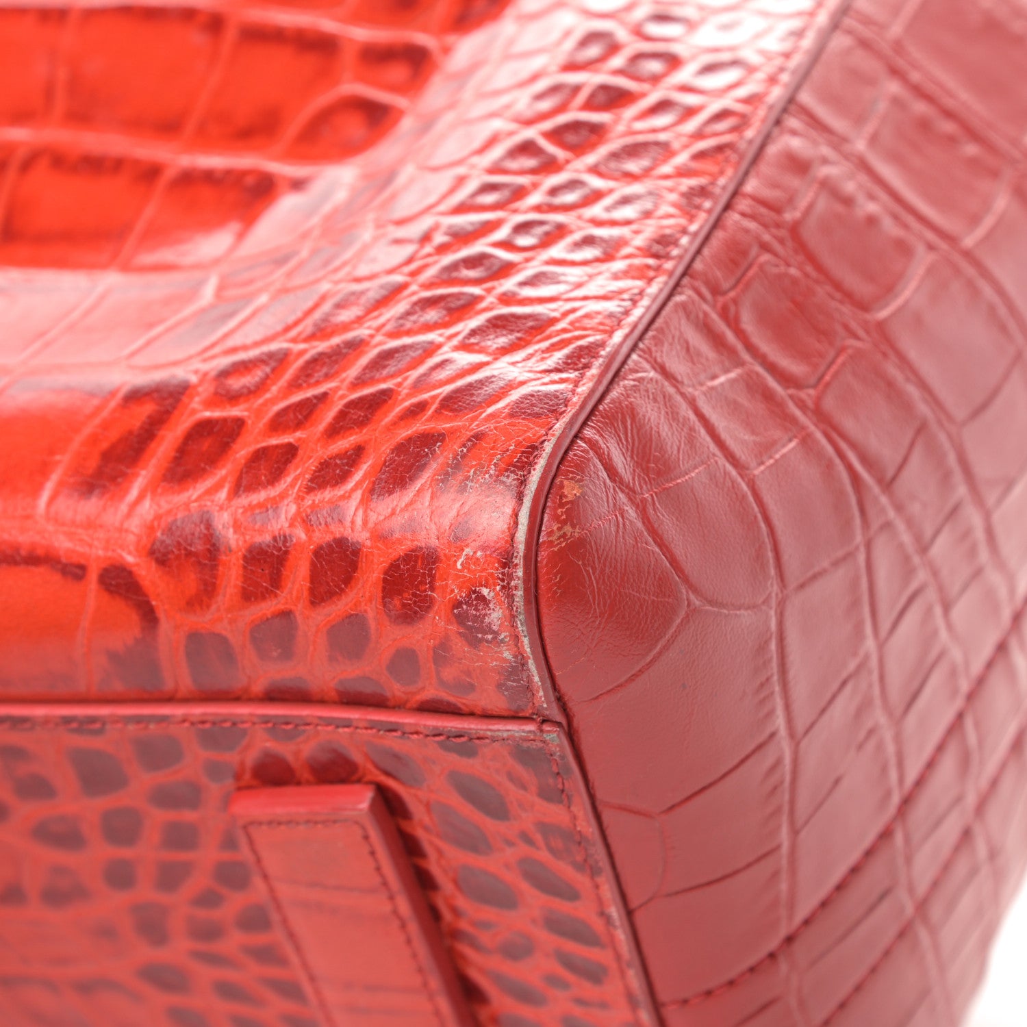 Givenchy Calfskin Crocodile Embossed Medium Antigona Red 10 of 21
