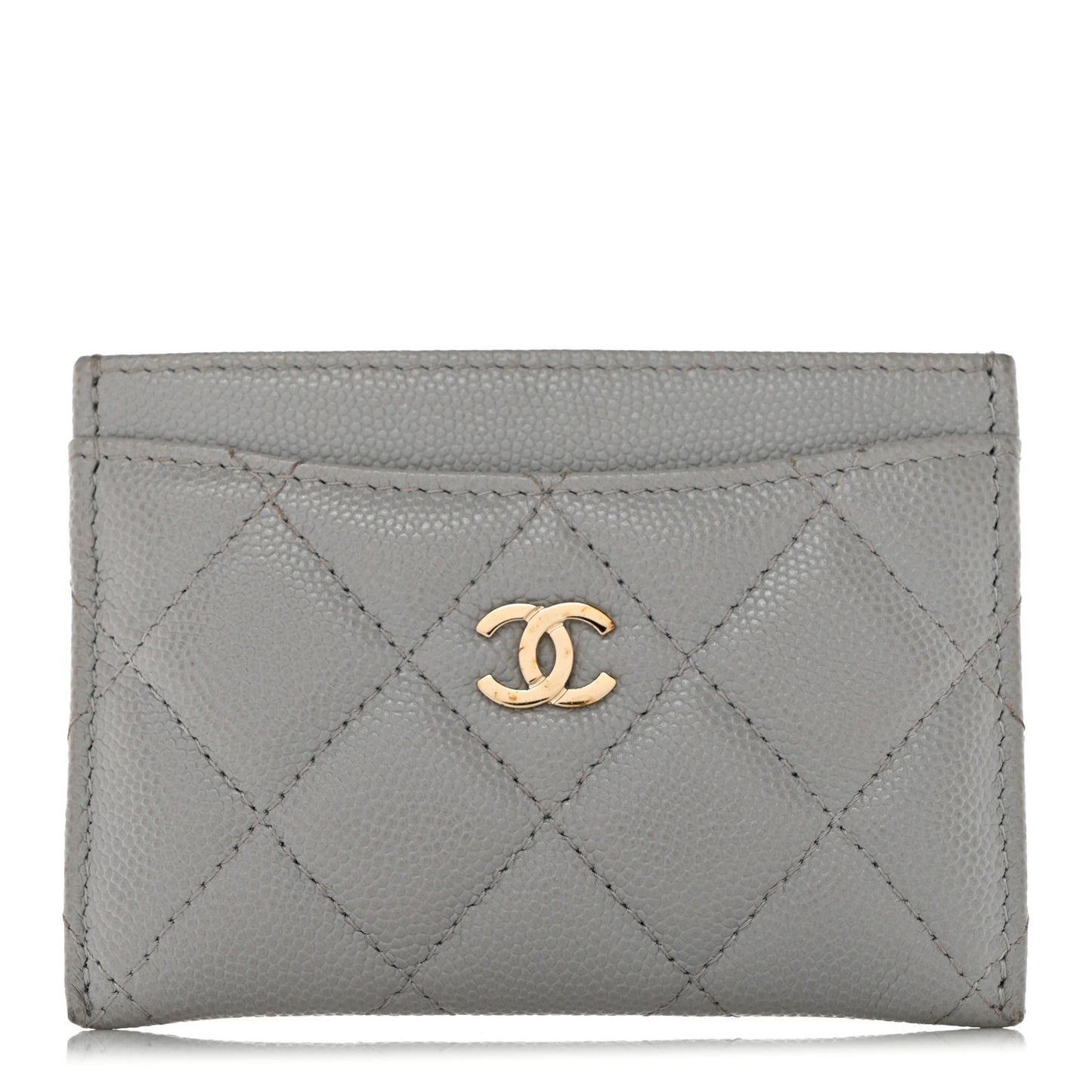 Caviar Quilted Card Holder Grey