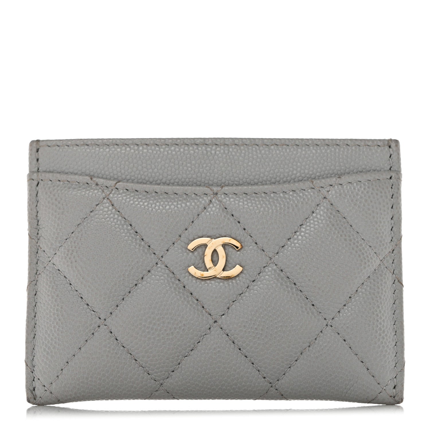 Chanel Caviar Quilted Card Holder Grey 1 of 9