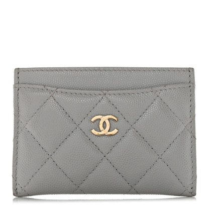 Chanel Caviar Quilted Card Holder Grey 1 of 9