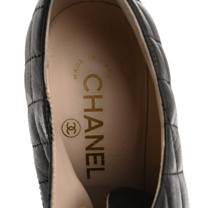 Chanel Lambskin Quilted Cap Toe Lace Up Booties 36 Black 7 of 13
