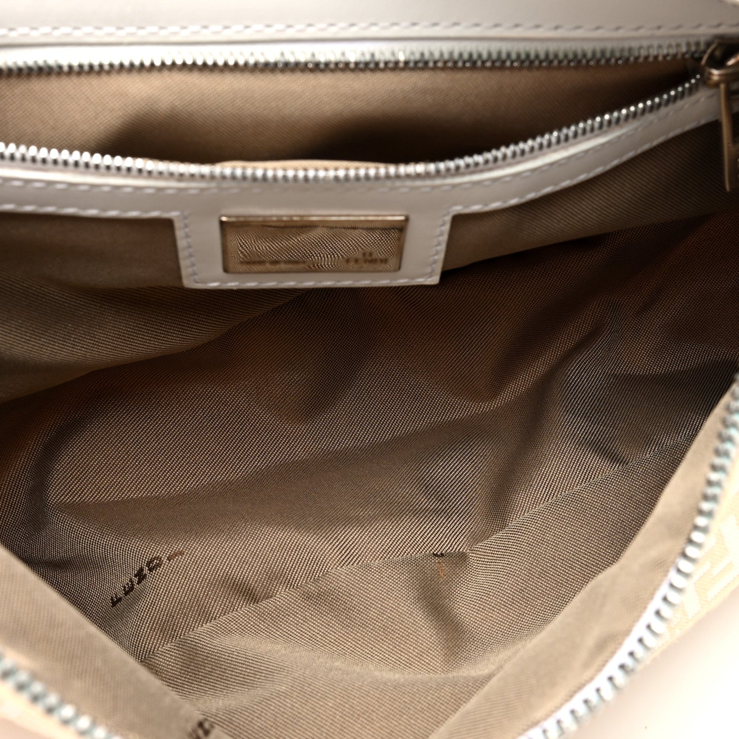 Fendi Zucchino Mini Baguette Beige White 5 of 9