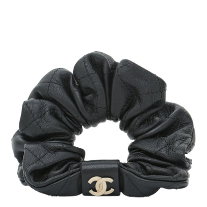 Chanel Lambskin Chain CC Hair Scrunchie Black Gold 1 of 6