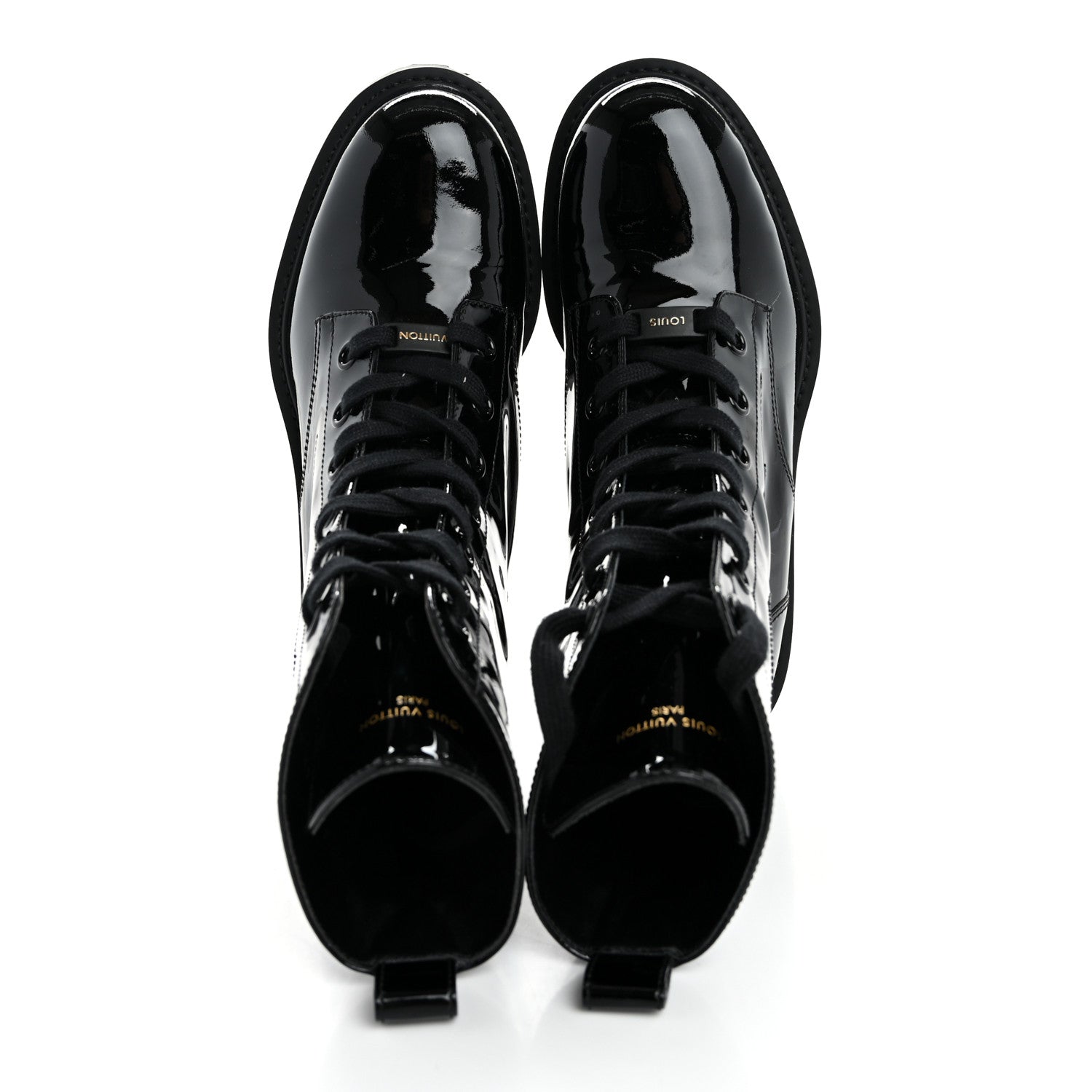 Louis Vuitton Patent Territory Flat Ranger Boots 38 Black 1639968