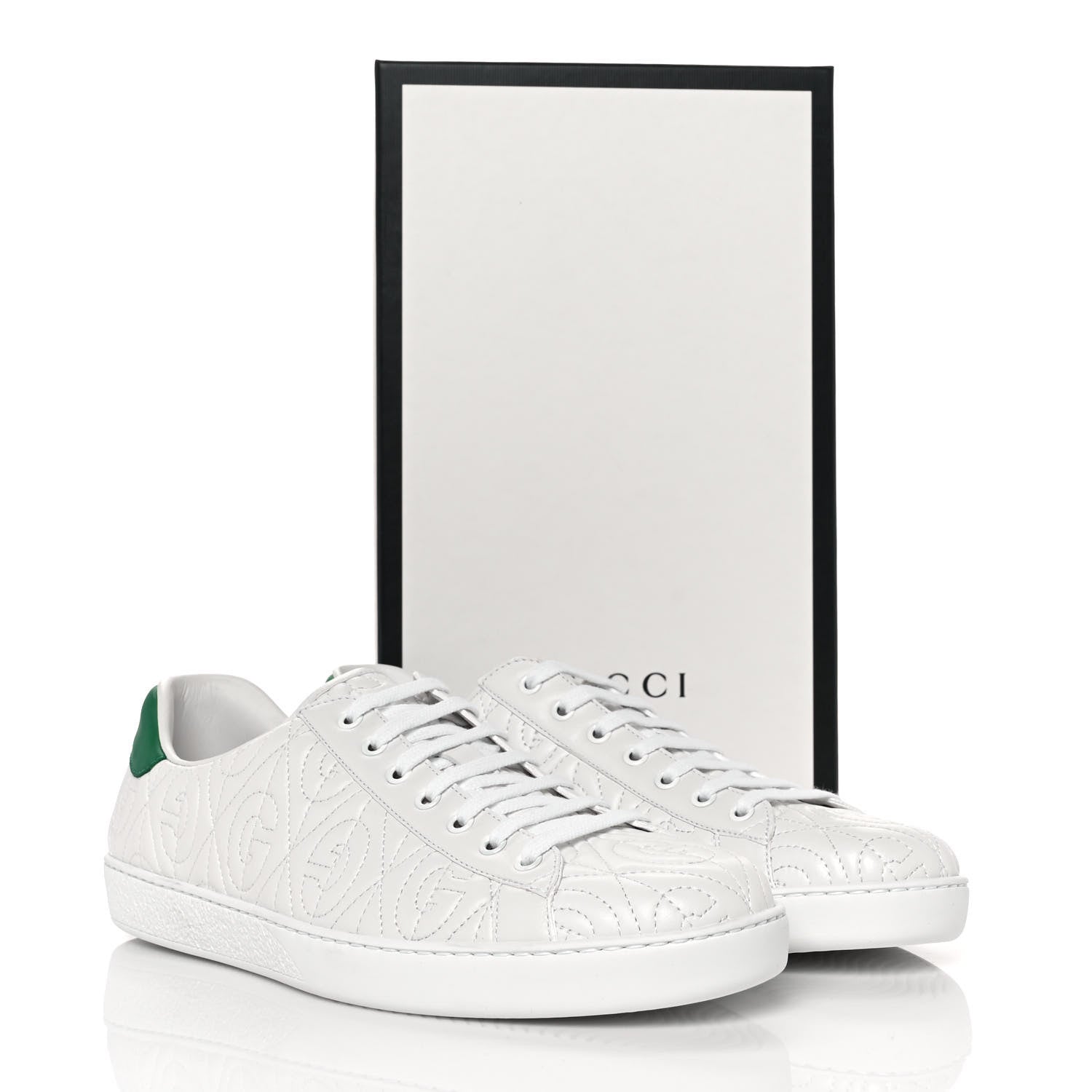 Gucci Nappa G Rhombus Mens Ace Sneakers 11 Great White Green 11 of 11