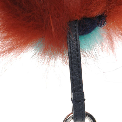 Fendi Fox Mink Rabbit Fur Vitello Dolce Blueminous Monster Bag Bug Charm Rust Turquoise 4 of 5