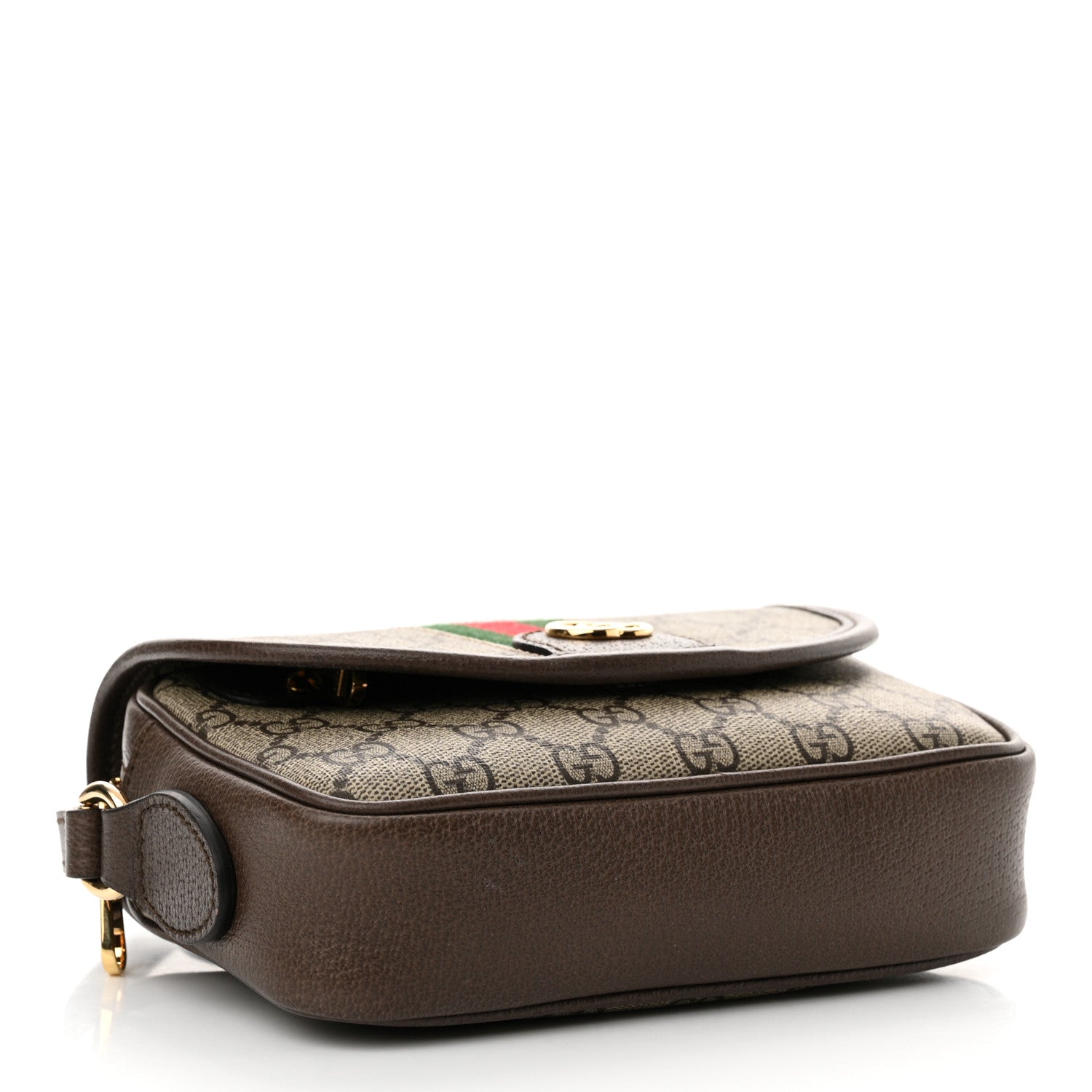 Gucci GG Supreme Monogram Textured Dollar Calfskin Mini Ophidia Flap Shoulder Bag Beige Ebony New Acero 4 of 10