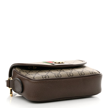 Gucci GG Supreme Monogram Textured Dollar Calfskin Mini Ophidia Flap Shoulder Bag Beige Ebony New Acero 4 of 10