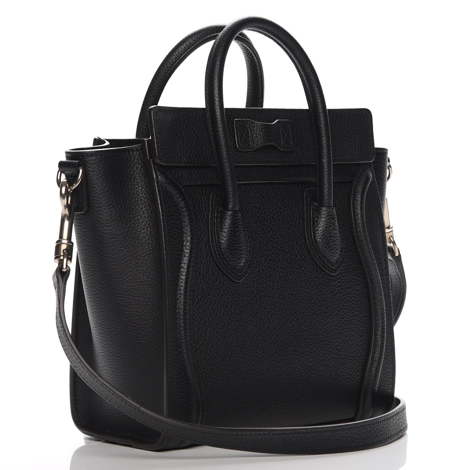 Celine Drummed Calfskin Nano Luggage Black 3 of 6