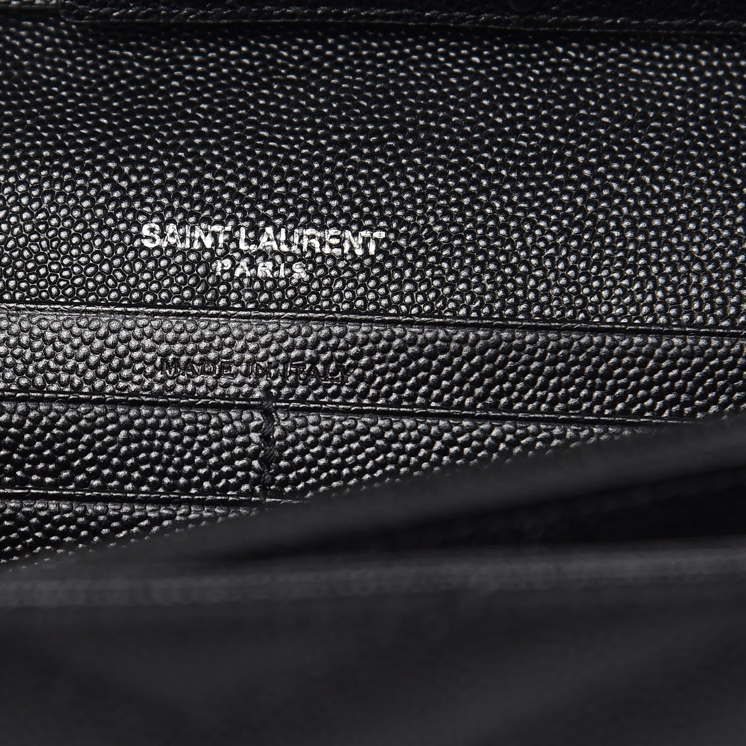 Saint Laurent Grain De Poudre Matelasse Chevron Monogram Chain Wallet Black 7 of 10