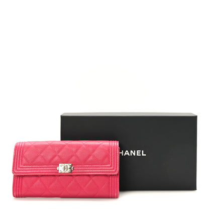 Chanel Caviar Quilted Large Boy Gusset Flap Wallet Fuchsia 9 of 9