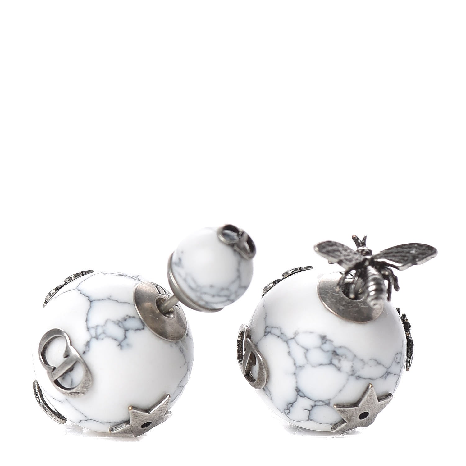 Christian Dior Marble Mise En Dior Tribal Bee Earrings White 1 of 4