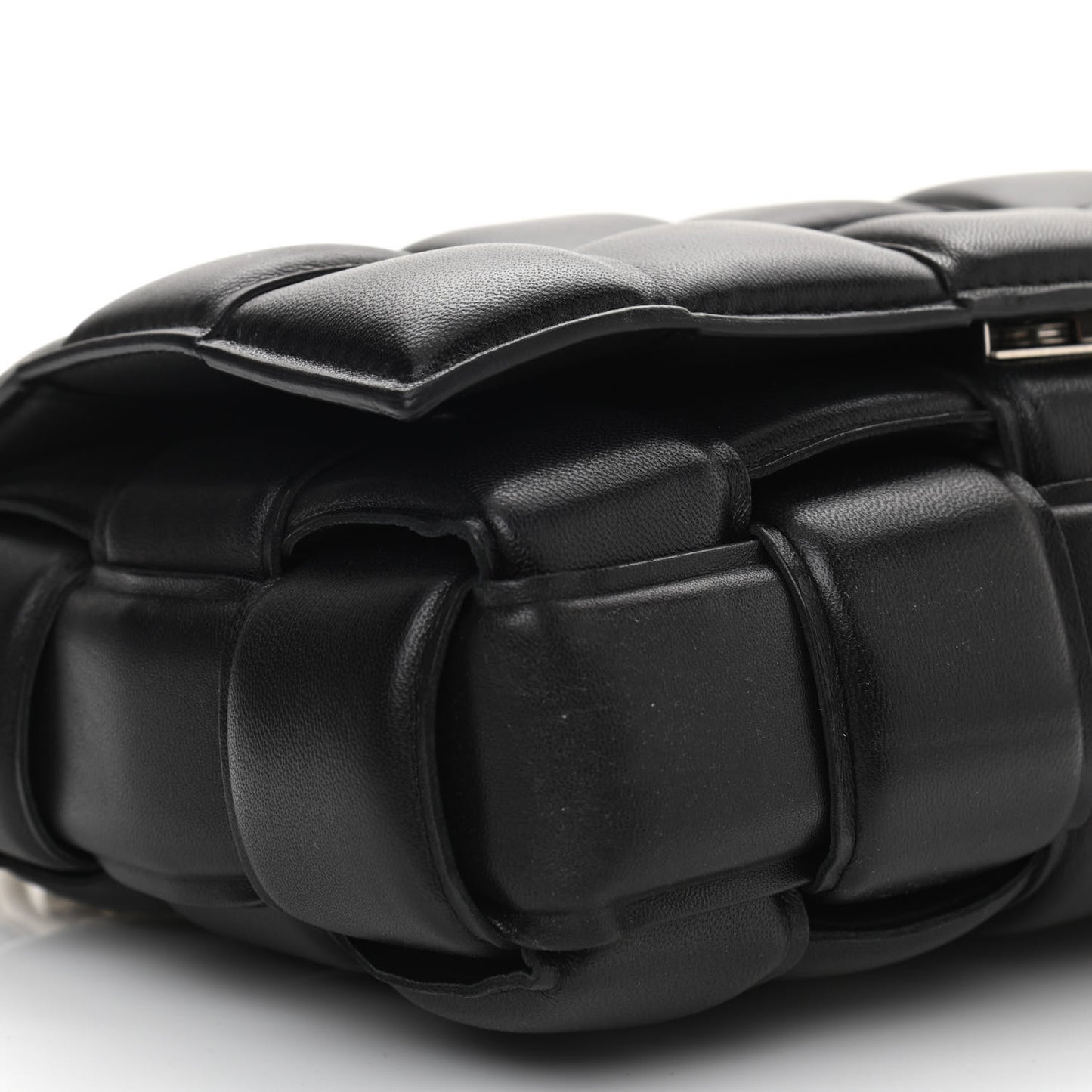 Lambskin Maxi Intreccio Padded Chain Cassette Crossbody Bag Black