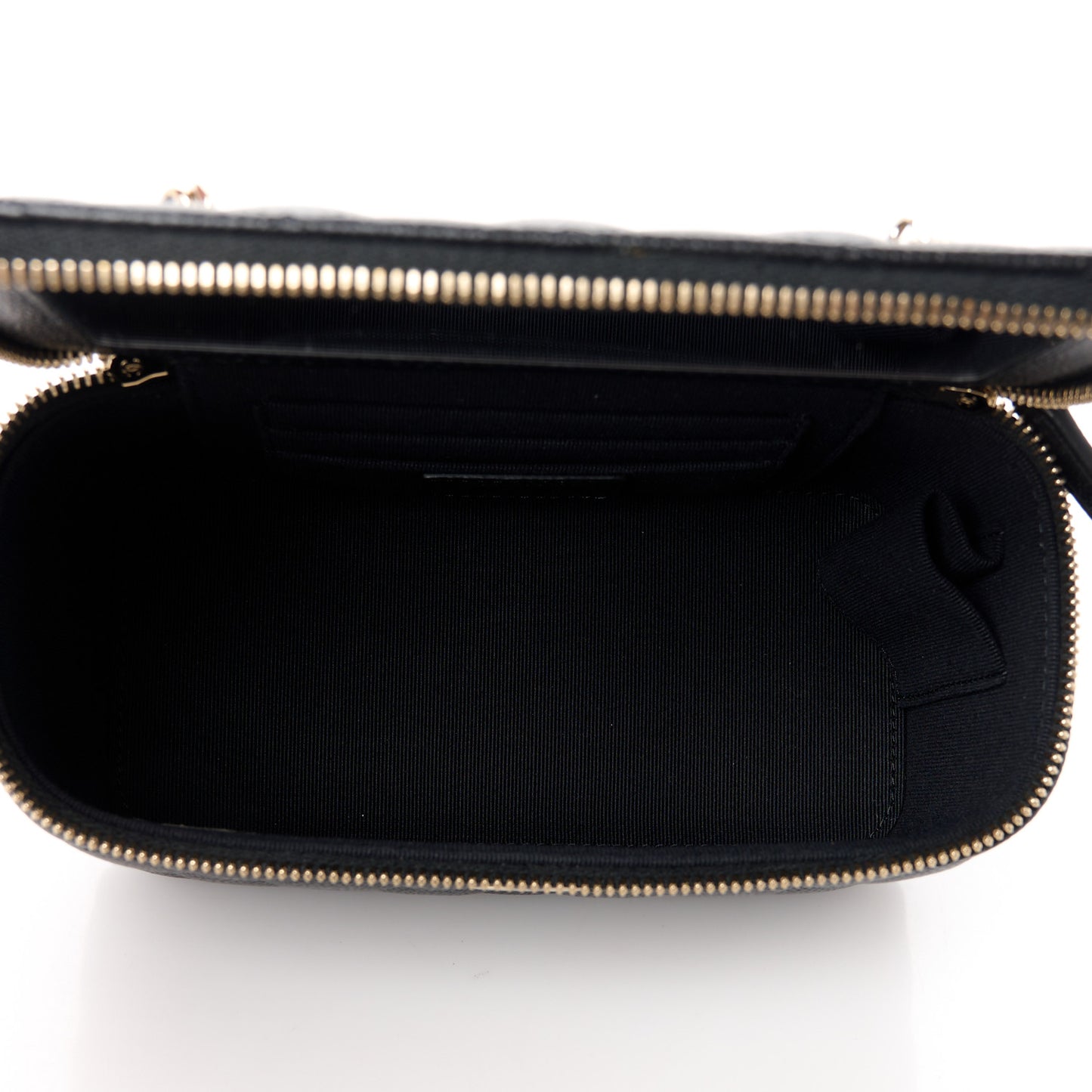 Caviar Quilted Small Vanity Case With Chain Black