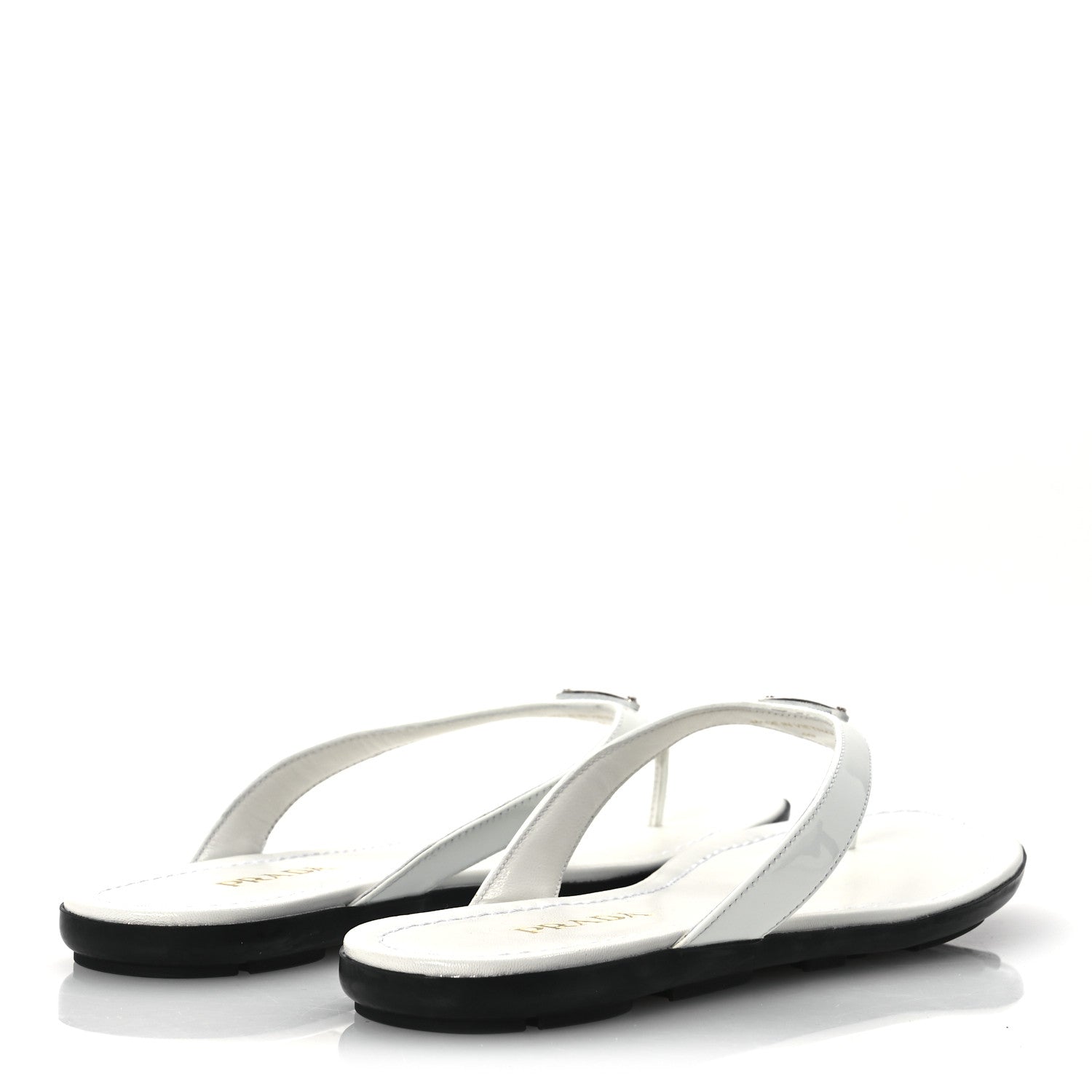 Prada Patent Calfskin Logo Thong Sandals 40 White 5 of 12