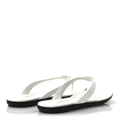 Prada Patent Calfskin Logo Thong Sandals 40 White 5 of 12