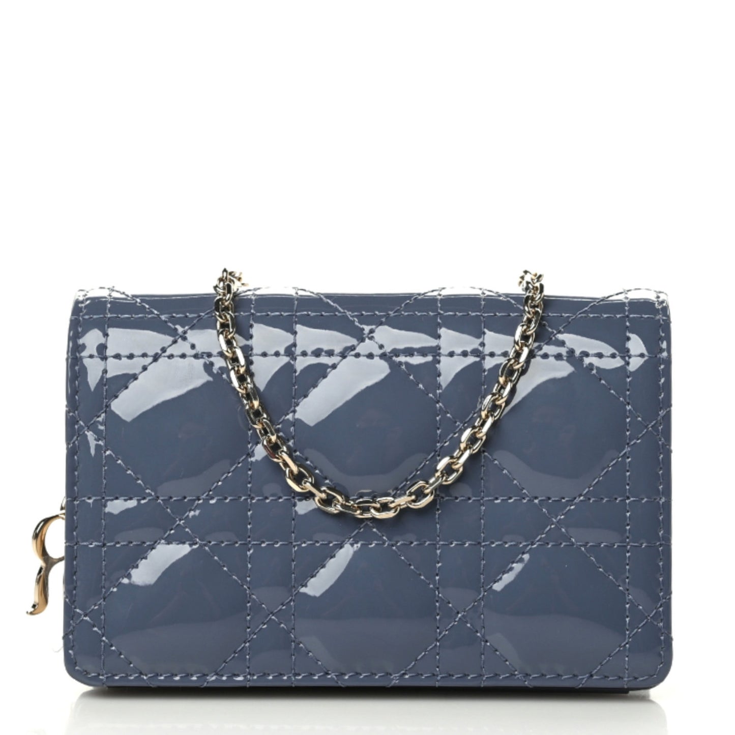Patent Cannage Nano Lady Dior Pouch Cloud Blue