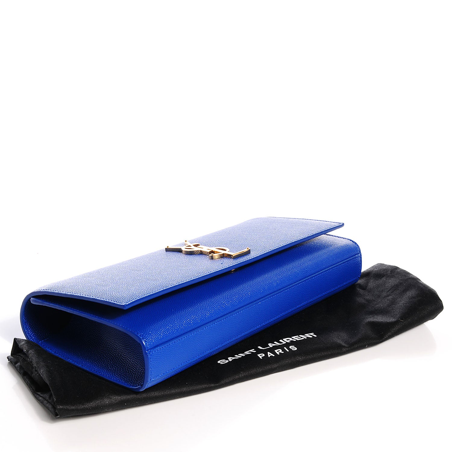 Saint Laurent Textured Calfskin Classic Monogram Clutch Royal Blue 4 of 8