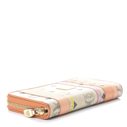 MCM Visetos Striped Zip Around Wallet Beige Orange 4 of 12