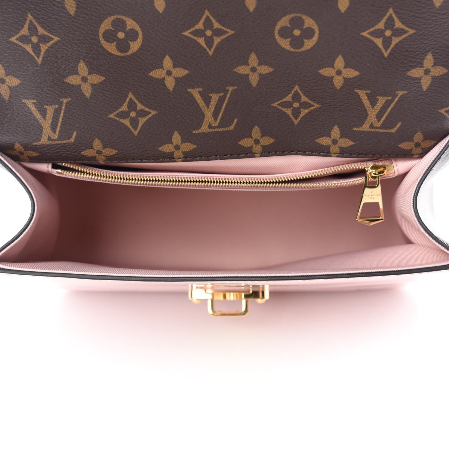 Patent Calfskin Monogram Cherrywood PM Rose Ballerine