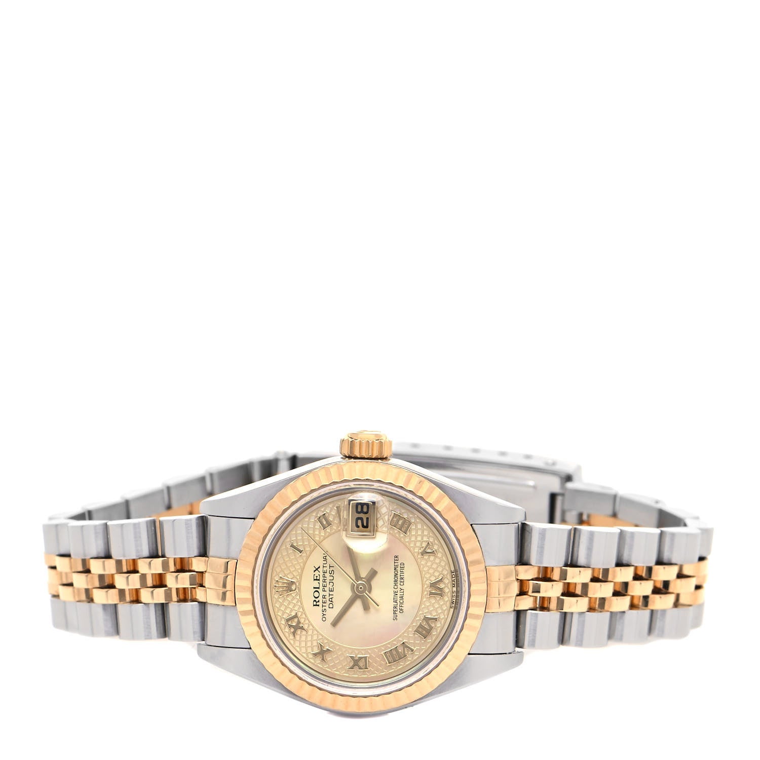 Rolex Stainless Steel 18K Yellow Gold Mother of Pearl 26mm Oyster Perpetual Datejust Watch Champagne 79173 2 of 5